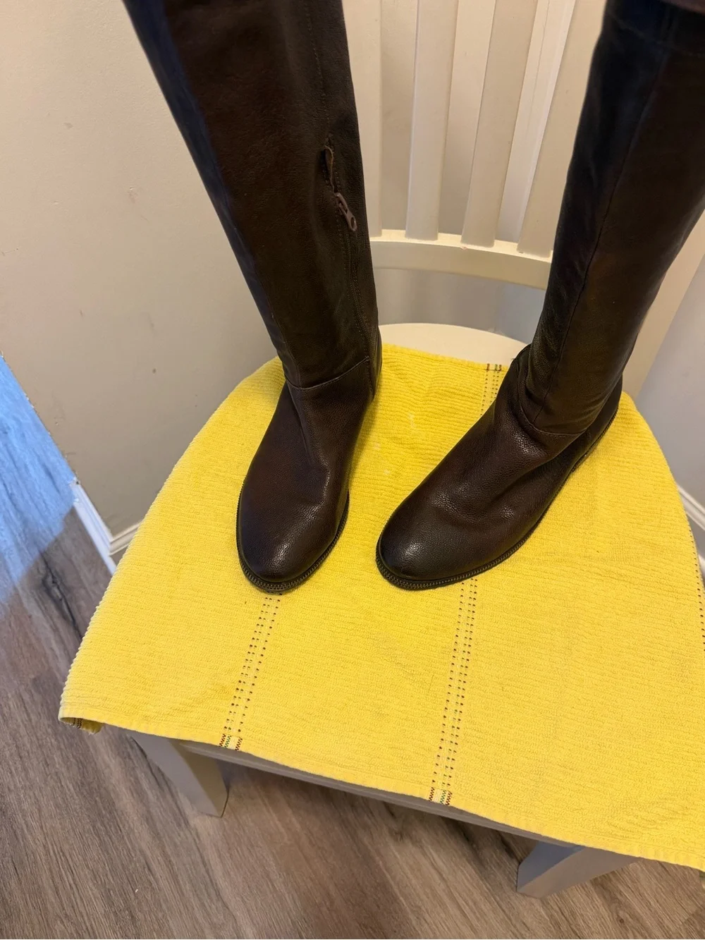 Calvin Klein Dark Brown Over-the-Knee Leather Boots